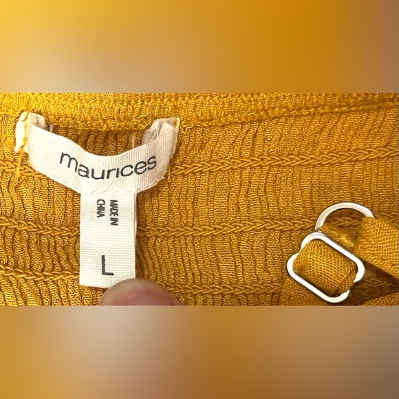 Maurices Yellow Solid Floral Crochet Lace Bodice Top V-Neck Midi Dress Large - Picture 16 of 16